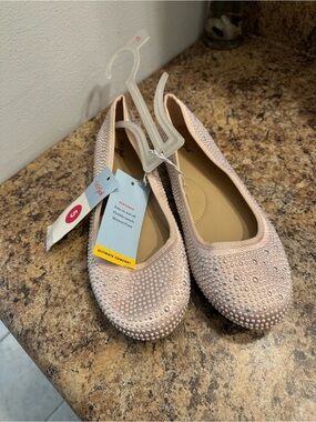 Cat & Jack Pink Crystal-Embellished Ballet Flats